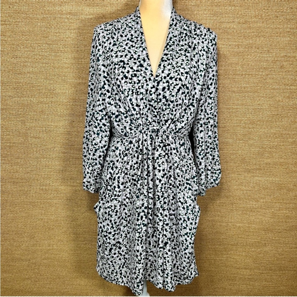 Bar III Long Sleeve Dress Size XL Gray Combo V-neck Pockets Knee Length NWOT